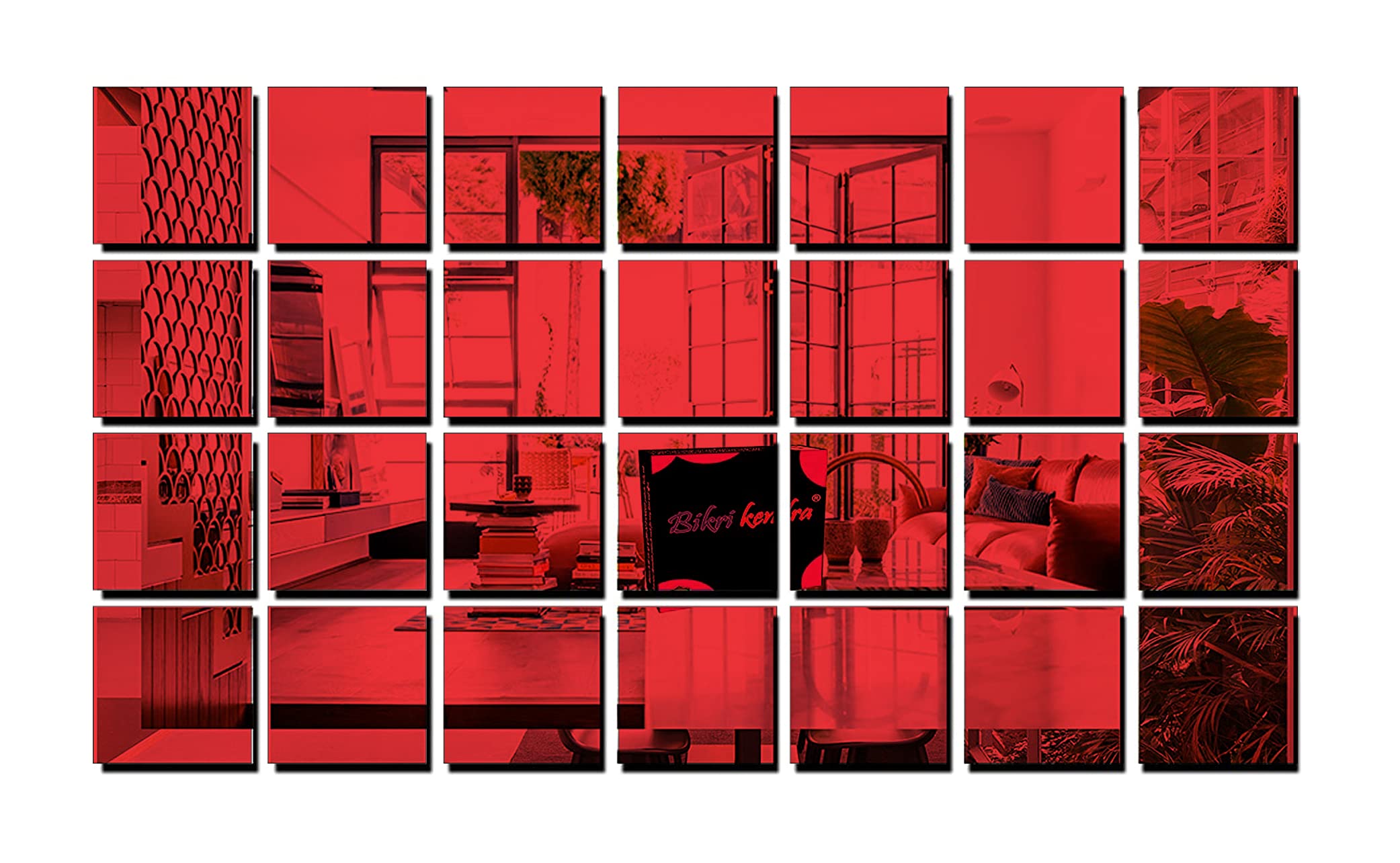 Bikri Kendra - Big Square 28 RED - 3D Acrylic Decorative Mirror Murals Wall Stickers (B08RX9NF48) Amazon Price History, Amazon Price Tracker