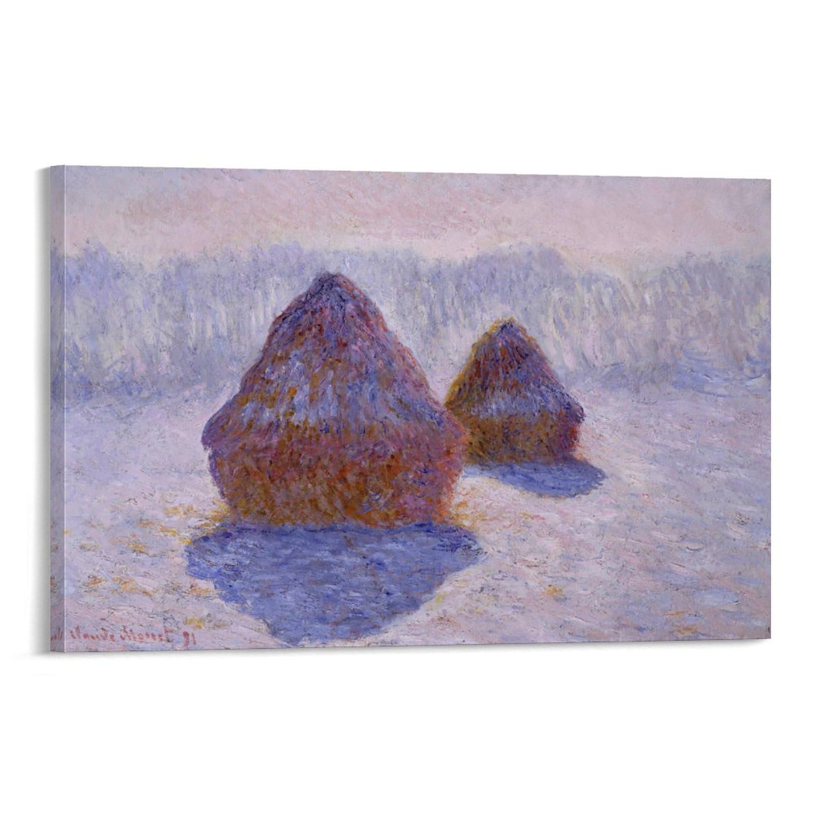 Amazon.co.jp: 「積みわら、雪と日光の効果」Claude Monet クロード