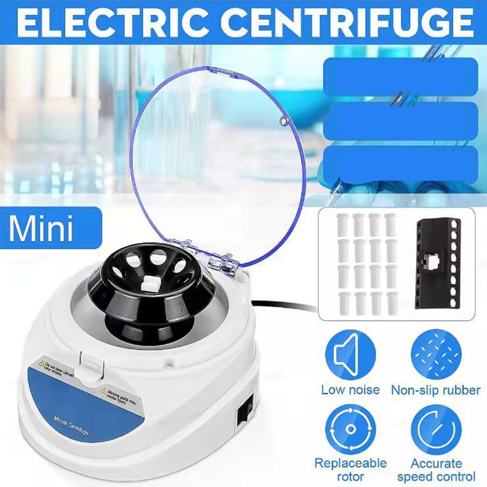 Mini Centrifuga Laboratorio Portatile 4000 RPM 810xg Basso Rumore Adatta Provette 5/4/2/1,5/0,5/0,2ml per Laboratorio Biomedico Clinico e Ricerca