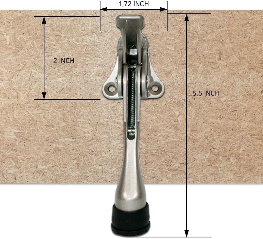 One Touch Kickdown Door Stopper, Door Holder, Heavy Duty Door Stops, Bottom of Door, Height-Adjustable Rubber Tips by HASHI (Antique Bronze, 4 inch x 4pack)