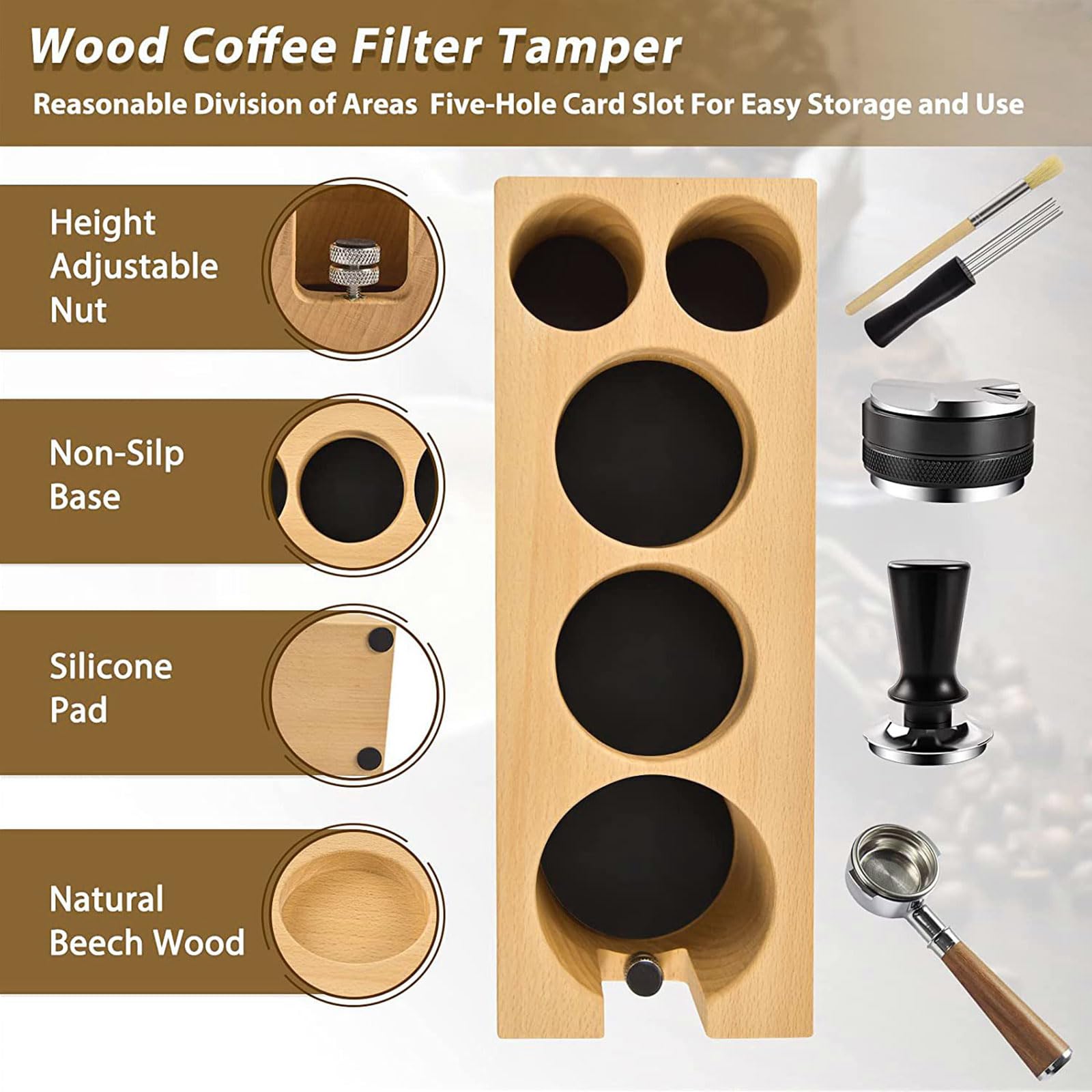Générique Distributeur de café Pratique, Pack d ' Accessoires de café, Station de Dosage en Bois, agitateur, Parfait pour Les Amoureux, Fournitures de Cuisine de Bureau