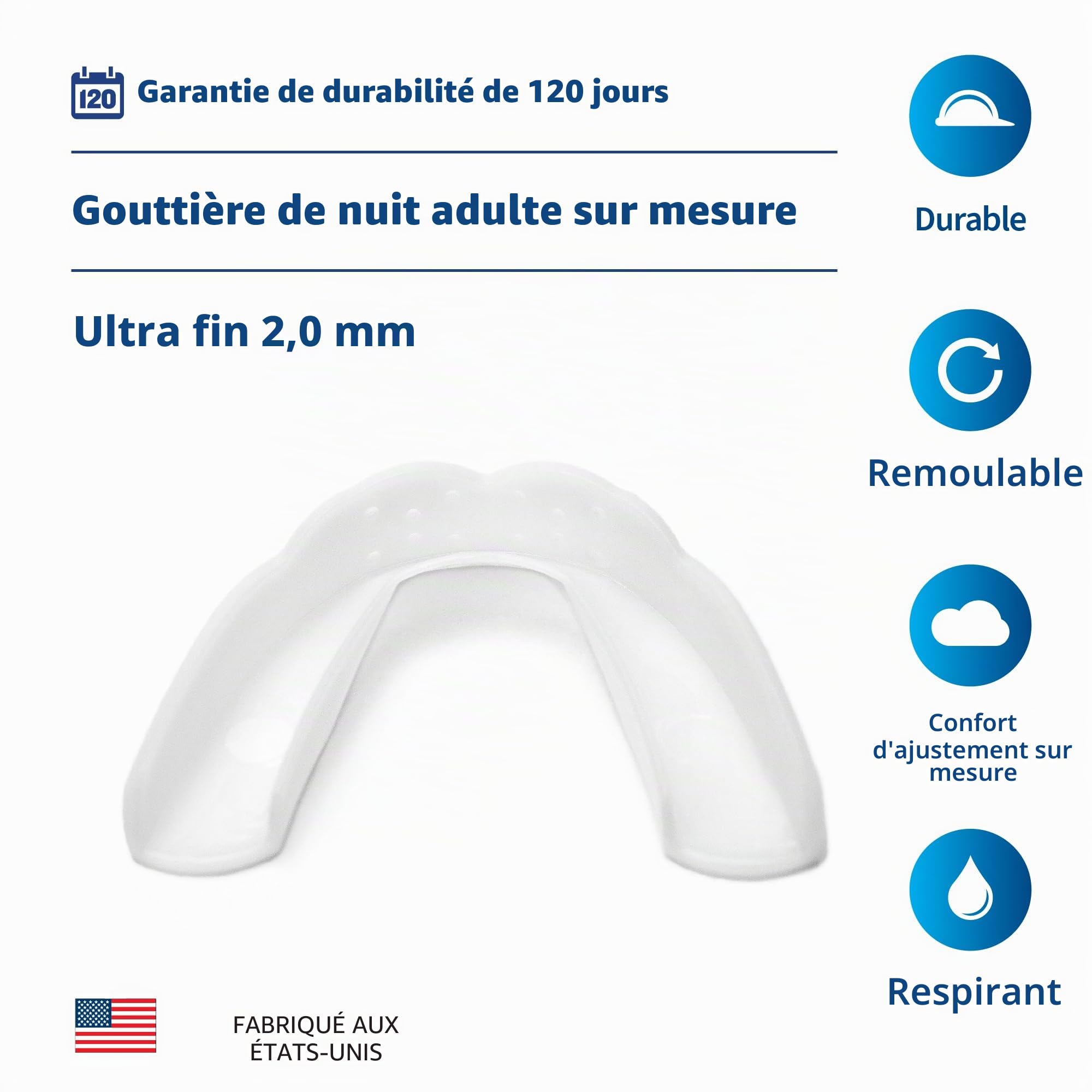 SOVA Night Guard - Gouttiere Dentaire Nocturne pour le Bruxisme - Protège-dents sur mesure - épaisseur de 1,6 mm - sans odeur ni goût - e-formable jusqu'à 20 fois - non toxique