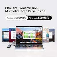Vista 2 de SSK Disco duro externo SSD de 256 GB, SSD portátil de hasta 550 MB/s, unidades de estado sólido rápidas, unidad externa USB 3.2 Gen2 para iPhone