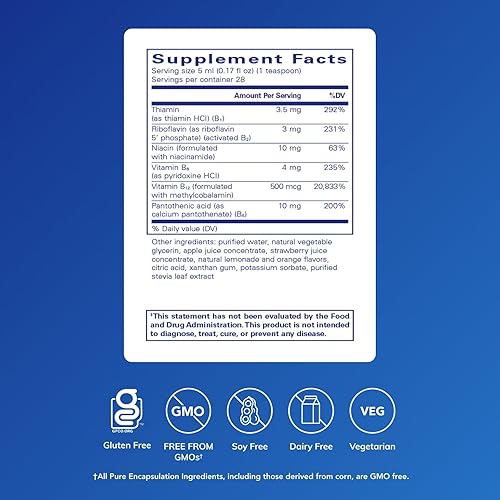 Miniatura 2 de Pure Encapsulations B-Complex Líquido - Vitamina B Líquida en Complejo - para el metabolismo de los nervios y la energía* - Sin gluten y vegetariano