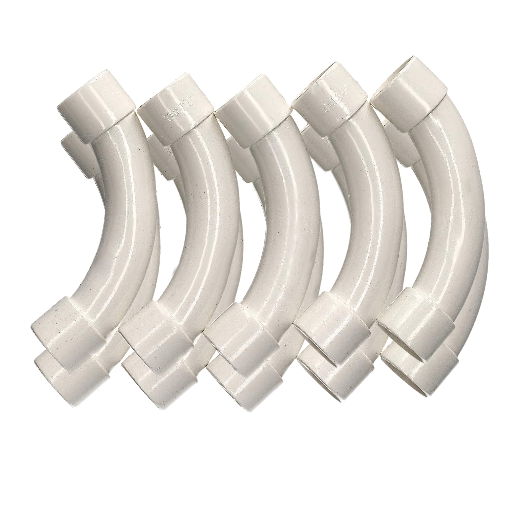 Jandei - Lot de 10 tubes pour câbles PVC rigide blanc longueur 1 mètre diamètre 32 mm. Gaine de câble avec agrafes de fixation, manchons et courbes de raccordement.