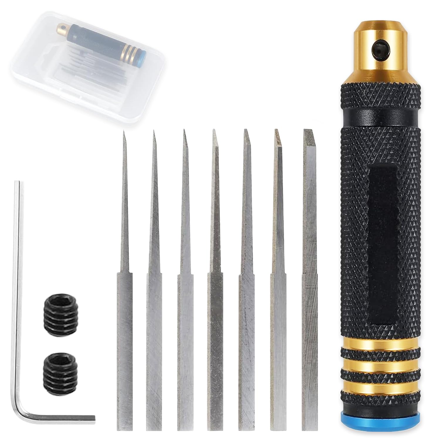 Terilamy 7 in 1 Prime Model Scriber Tool, Model Chisel Plastic Model Kits, Model Making Tools Repair Tool with 0.1/0.2/0.4/0.6/0.8/1.0/2.0mm, Scribe Line Tools Kit Modelling Making Hobby