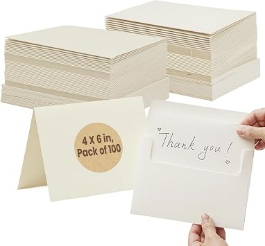 Blank Paper Cards 100PK 4x6 Folded Ivory with Envelopes Premium Cardstock for DIY Greeting Cards, Invitations, Wedding Cards, Birthdays, and All Occasion Personalized Card Making