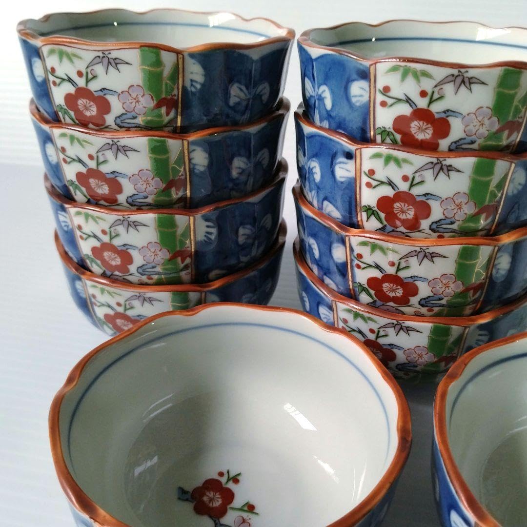 Amazon.co.jp: 有田焼 伊万里 珍味揃 小鉢 染錦竹梅 紀窯 10客