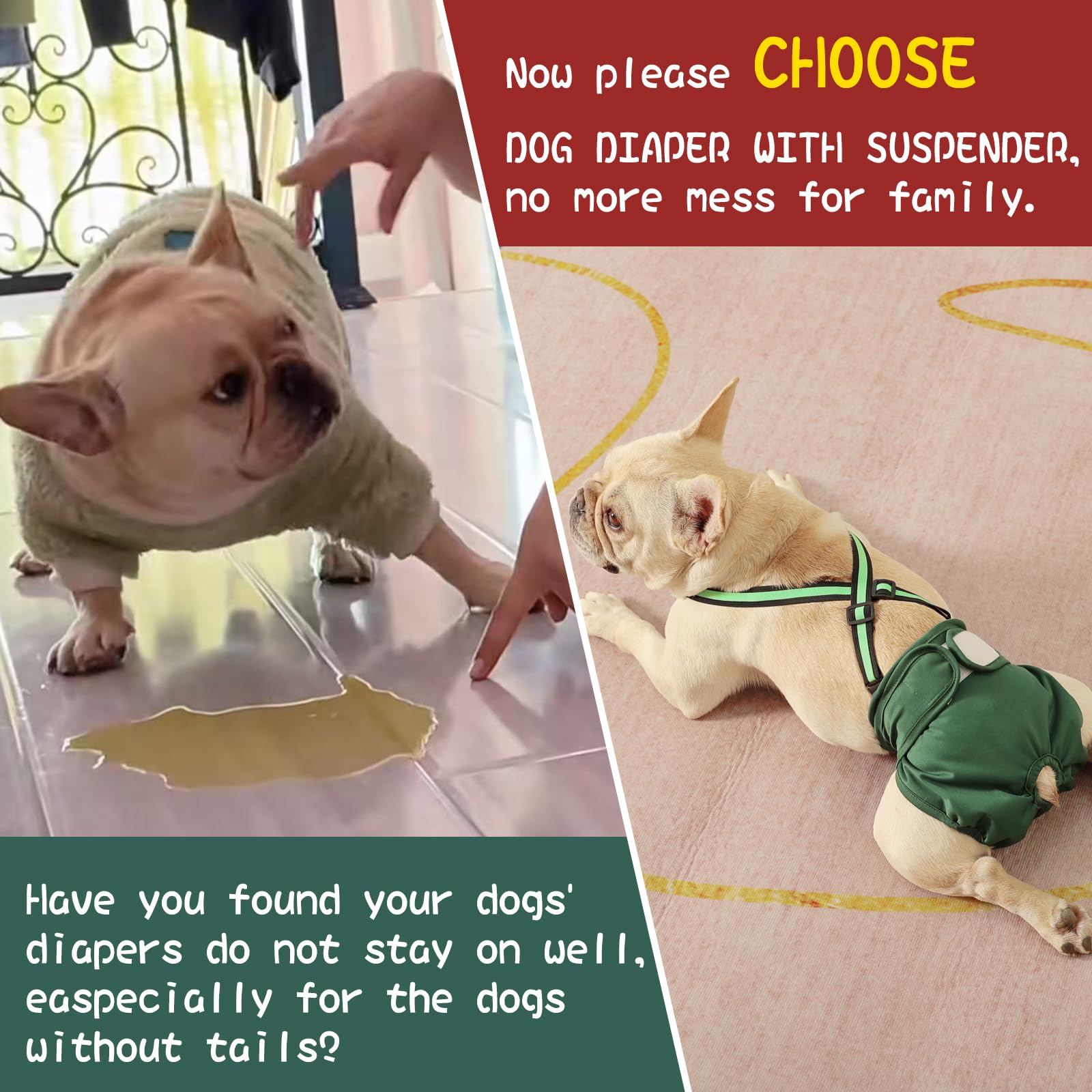 Hisprout 3-Pack Female Dog Diaper with Suspender Reusable Washable Breathable Durable Doggie Pants for Heat Season Period Incontinence(XS,Claret) - Image 3
