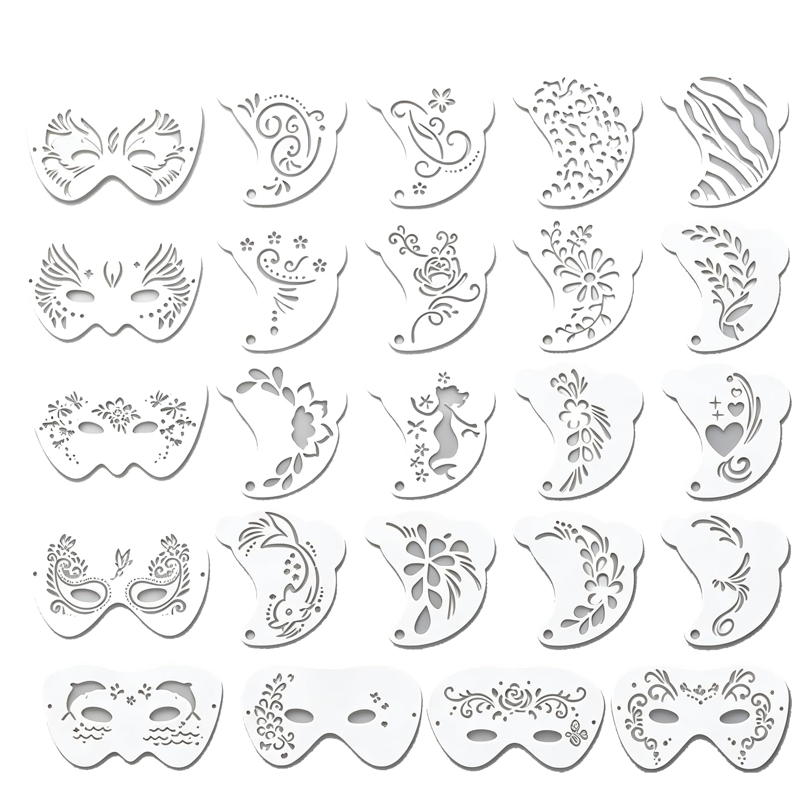 Face Paint Stencils, 24 Pcs Face Paint Stencils Reusable Kit for Parties and Events, Faces Painting Stencil for Creative Projects and Celebrations, Templates Flowers Stars Shapes