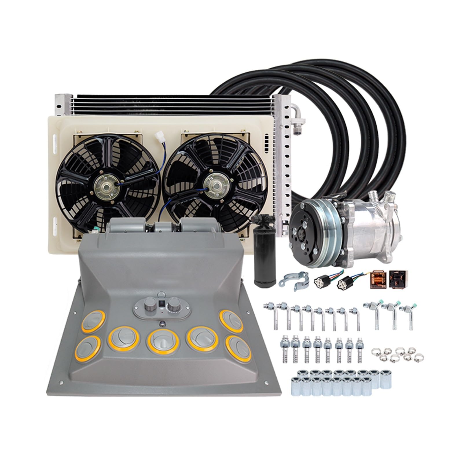 CVFRDD RV Air Conditioner, Universal Automotive 12V 24V A/C Air Conditioning Kit For Truck Minibus Van Tractor Digger RV Excavator AC Conditioner(24 volts)