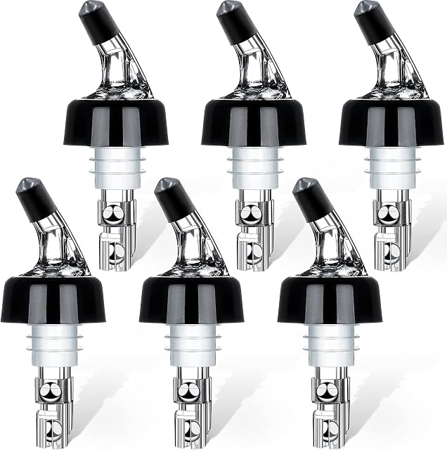 Measured Liquor Bottle Pourers for Spirits 30ml Set of 6 Clear Quick Shot Measure Pourer Spouts Drinks Wine Cocktail Alcohol Automatic Dispenser Home Bar Tools Restaurant Kitchen Barware