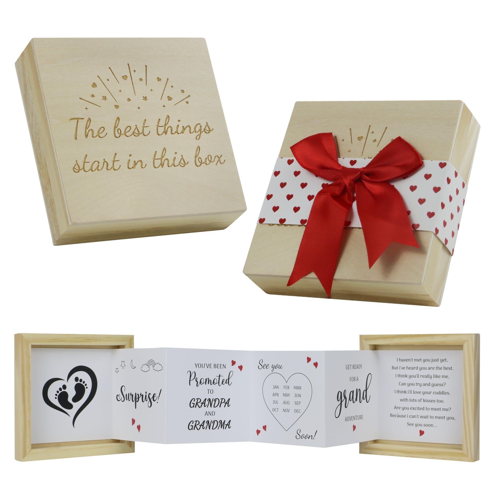 Pregnancy Announcement Keepsake for Grandparents – Exquisite Wooden Baby Reveal Box with Ultrasound Photo, Ideal First Time Baby Announcement Gift for