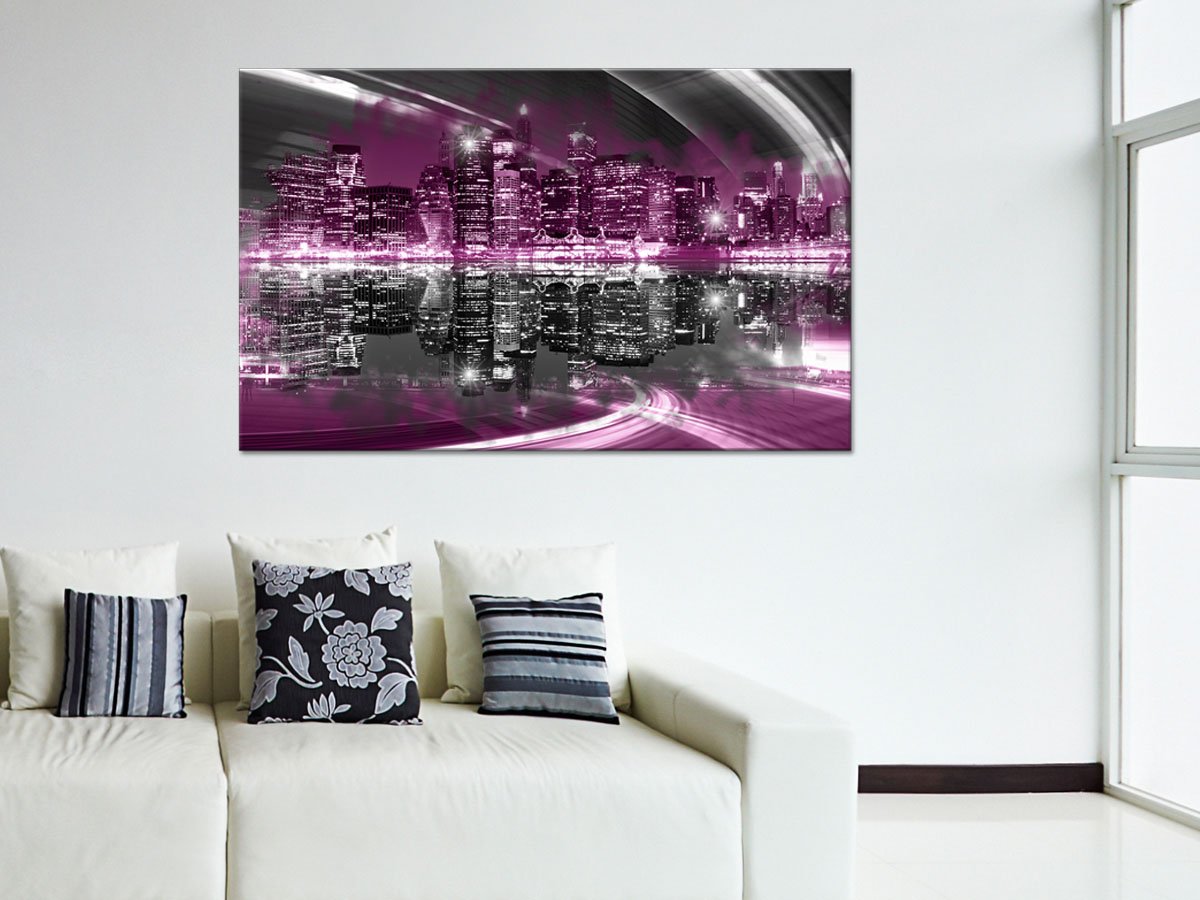 Tableau Panorama New York By Night Sur Verre Acrylique - Impression Haute Définition, Design Moderne, Prêt à Poser