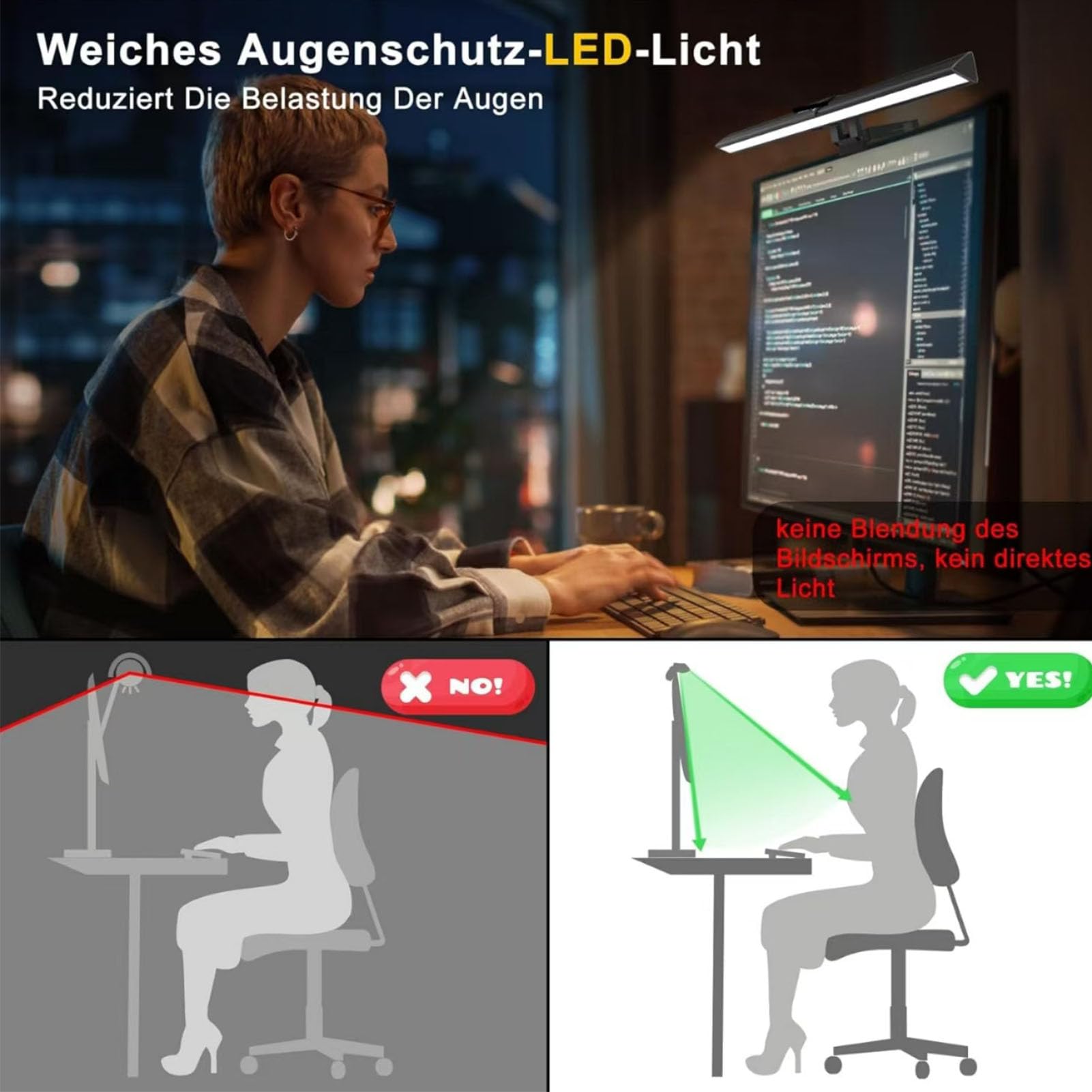 Barre Lumineuse pour écran, Lampe USB pour Ordinateur, 3 (1