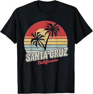 Vintage Retro Santa Cruz California Beach Sunset T-Shirt for Men Women Kids