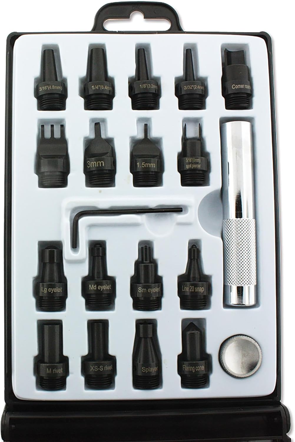 The Beadsmith Create Recklessly Deluxe Tool Kit – 17 Interchangeable Heads – Pierce Holes & Slots, Set Snaps, Rivets & Eyelets, Round Corners & More – Includes a Storage Case & Instructions