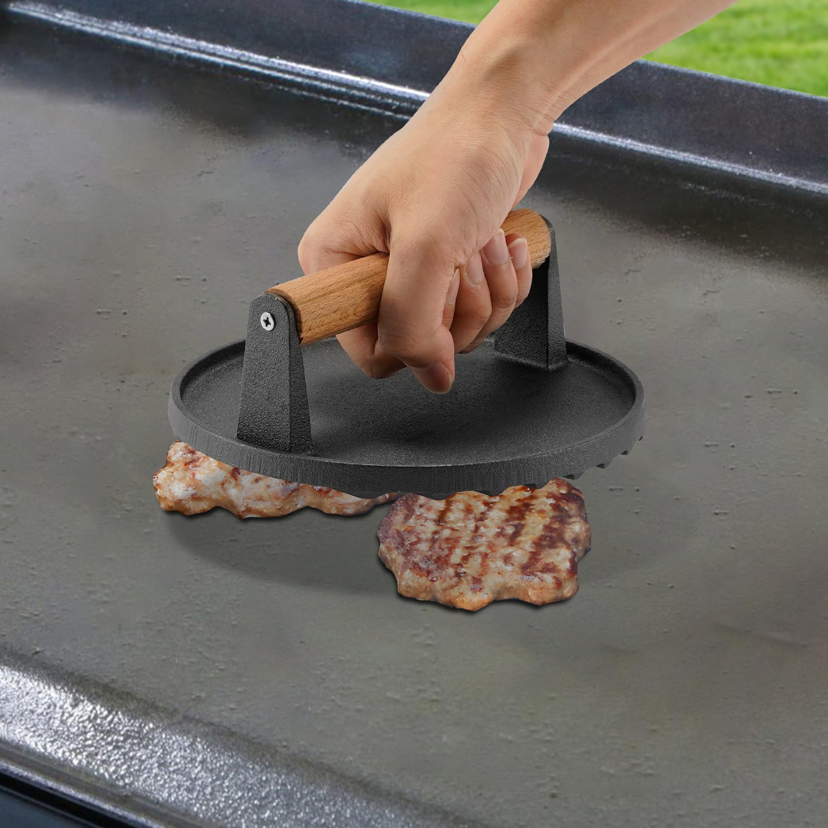Accessori per Barbecue, Coperchio Rotondo in Acciaio Inox da 30,5 cm, Cupola, griglia Rotonda in ghisa, Kit per Hamburger, Pancetta, Bistecca, Ideale per Blackstone Camp Chef Flat Top Grill