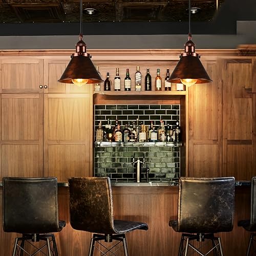 Miniatura 5 de TAKEGO Lámpara colgante de granja, lámpara colgante de cobre rústico para isla de cocina, lámparas colgantes vintage, lámpara de techo colgante para