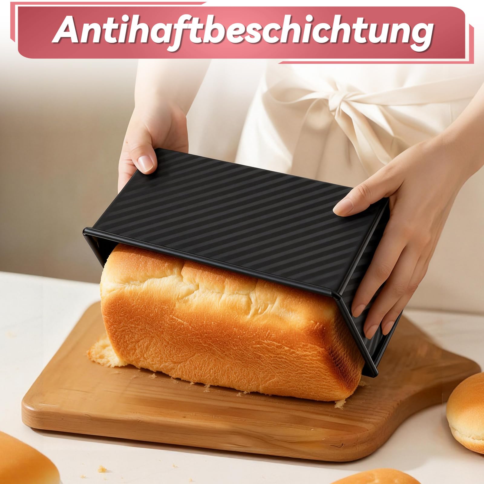 2 moldes para pan con tapa, 31,8 x 12 x 11,43 cm, con tapa, 21,6 x 12 x 11 cm, molde para pan tostado negro con orificios de ventilación, molde para pan, moldes antiadherentes para pan y