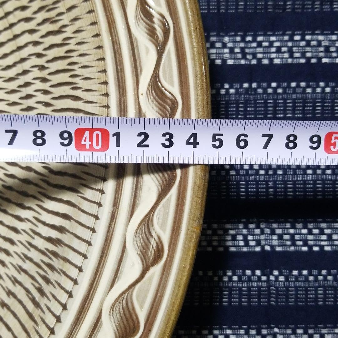 小鹿田焼 38.5cm大皿 未使用品 伝統工芸 飛び鉋 骨董品 まつうら