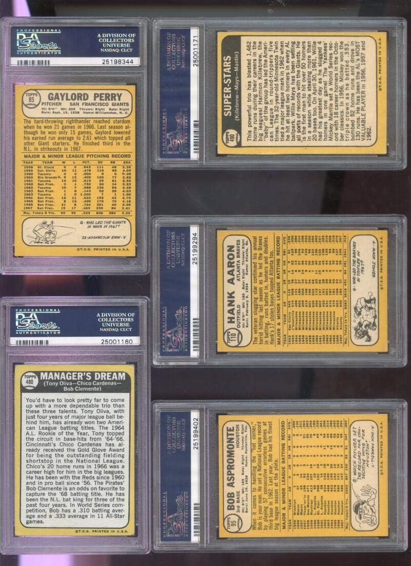 1968 Topps #110 Hank Aaron Atlanta Braves VG-EX PSA 4 Graded Baseball Card