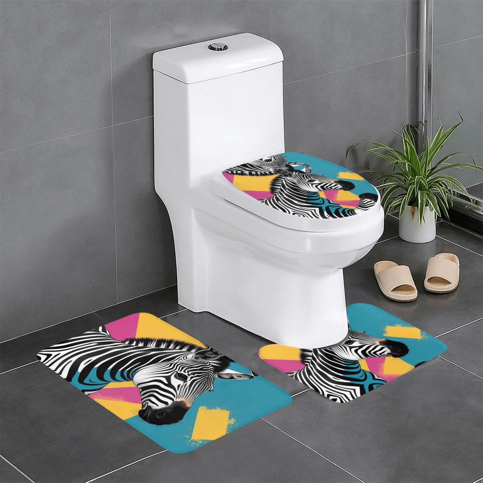 Tapis de salle de bain antidérapants zèbre HJFCZH lot de 3 pour douche