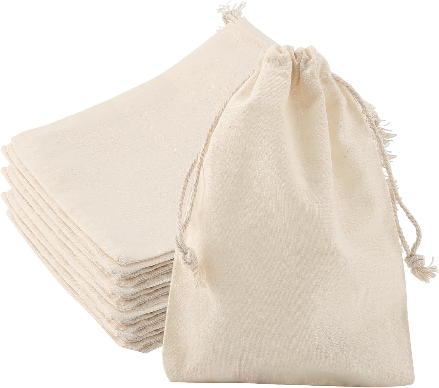 MOUYAT 50Pcs 5 x 7 Inch Cotton Drawstring Bags, Small