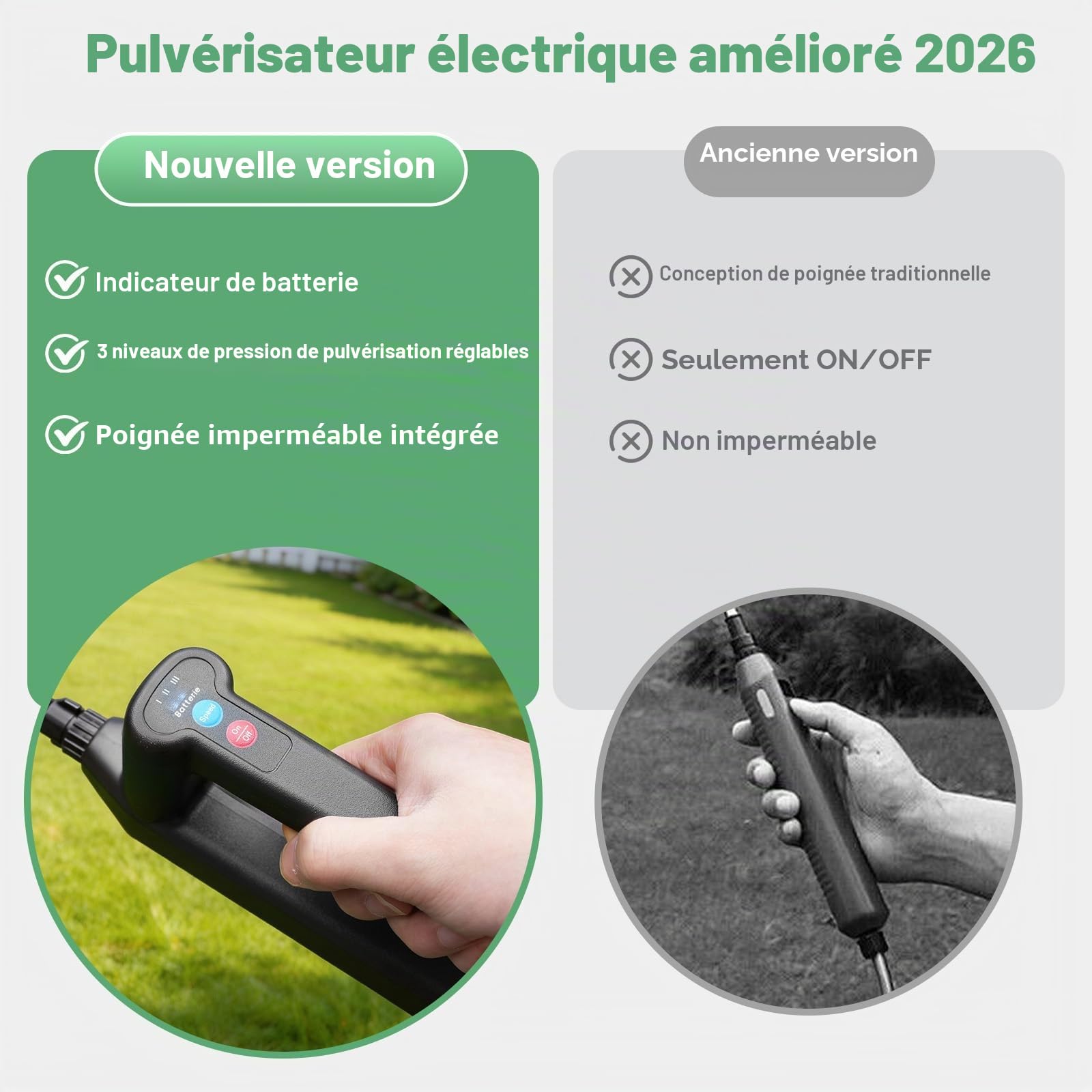 SideKing Pulvérisateur Électrique 8L, Pulverisateur de Jardin, Poignée 3 Vitesses Réglables, 4 Buses, Lance Télescopique, Pulvérisateur à Batterie pour Désherbage, Pelouse, Allée - Vert Transparent