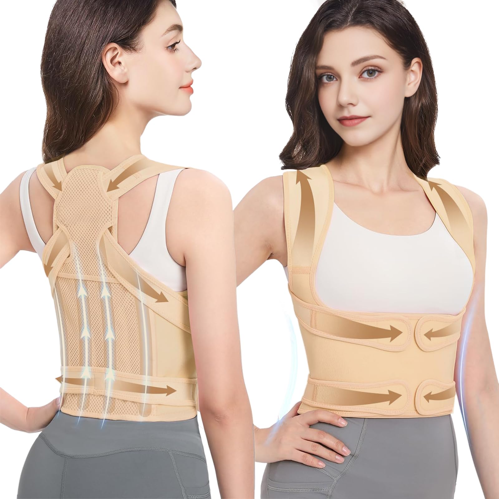 BLACKYEW Back Brace Posture Corrector for Women & Men, Adjustable Shoulder Straightener with Full Back Support, Relief for Lower & Upper Back Pain,