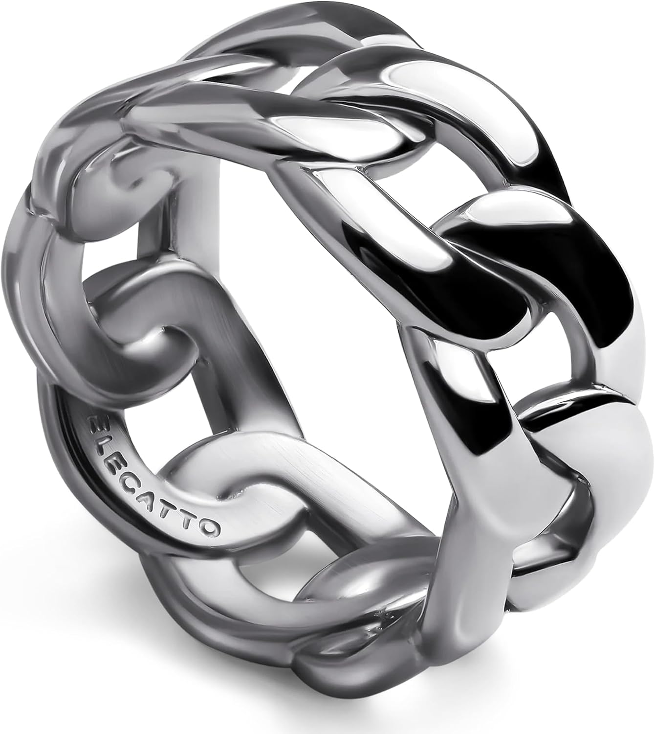 Elegatto Vera Premium 18K Gold Plated Cuban Chain Ring for Women | Polished Gold-Plated Stainless Steel | Women’s Designer Jewelry