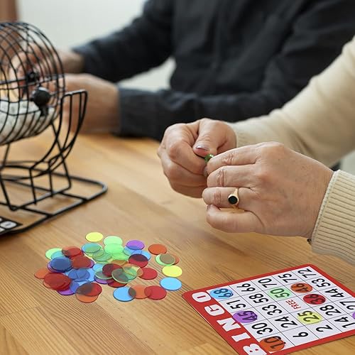 Miniatura 7 de GSE Games & Sports Expert Chips de bingo multicolor, 500 fichas de conteo transparentes de alto contraste de 34 pulgadas para juegos de bingo,