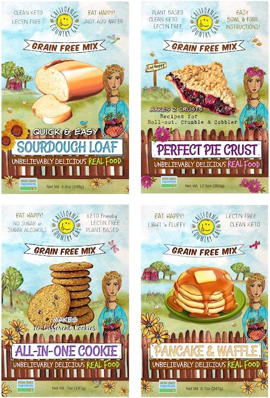 Clean Keto Baking Mixes - Variety 4 PK by California Country Gal | Low Carb | Paleo | 100% Grain Free | Gluten Free | Lectin Free | No Added Sugars or Starchy Flours