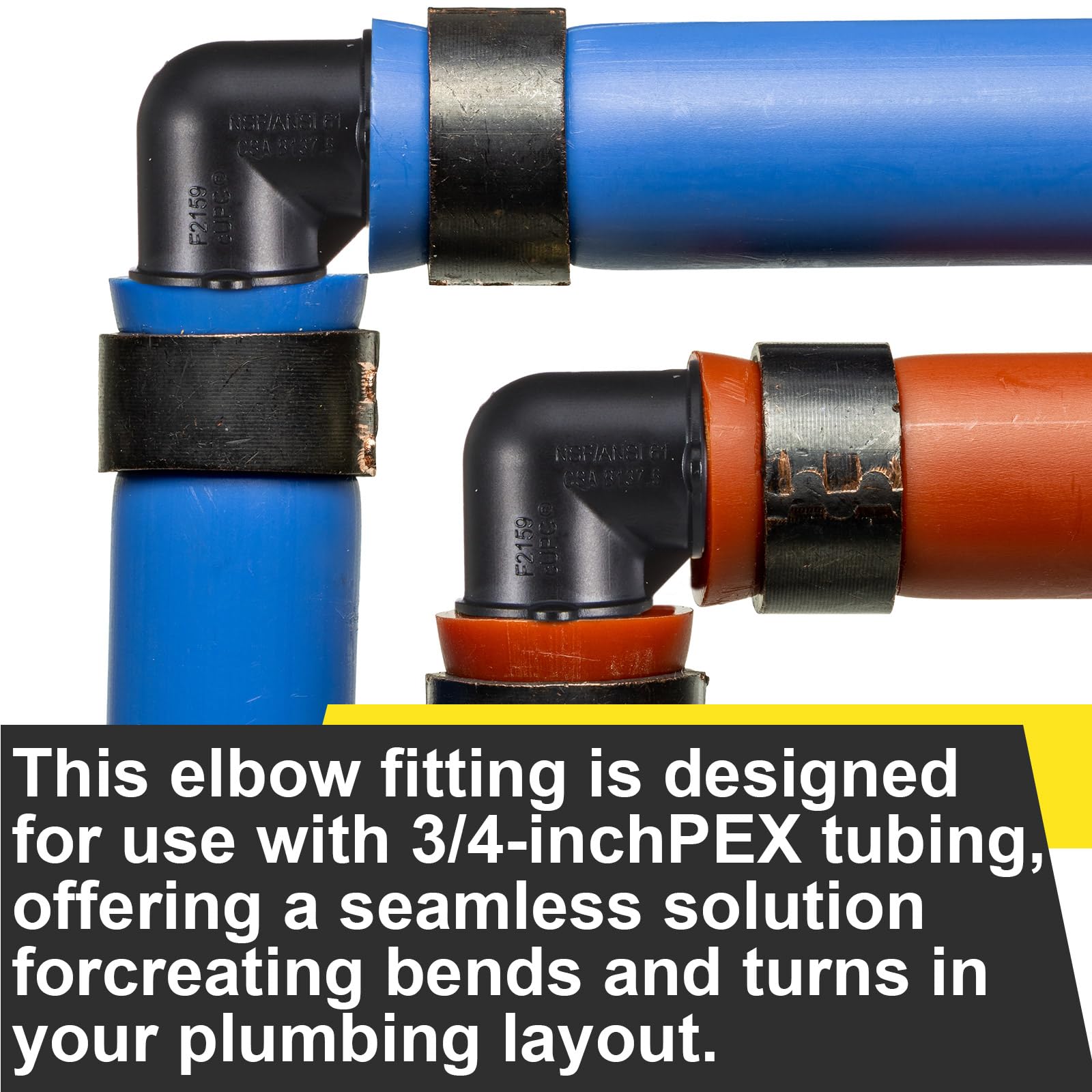 Colingmill 75 piezas de 3/4 pulgadas de codo de 90 grados Pex Ppsu F2159 Pex codo de aleación de polietileno Pex-a accesorios de expansión para tuberías Pex agua potable, calefacción de agua y