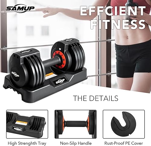 Miniatura 2 de 2555 lbs Pair Adjustable Dumbbells Set, Adjustable Weights Dumbbells Set for Men and Women with Anti-Slip Fast Adjust Weight by Turning Handle,Black