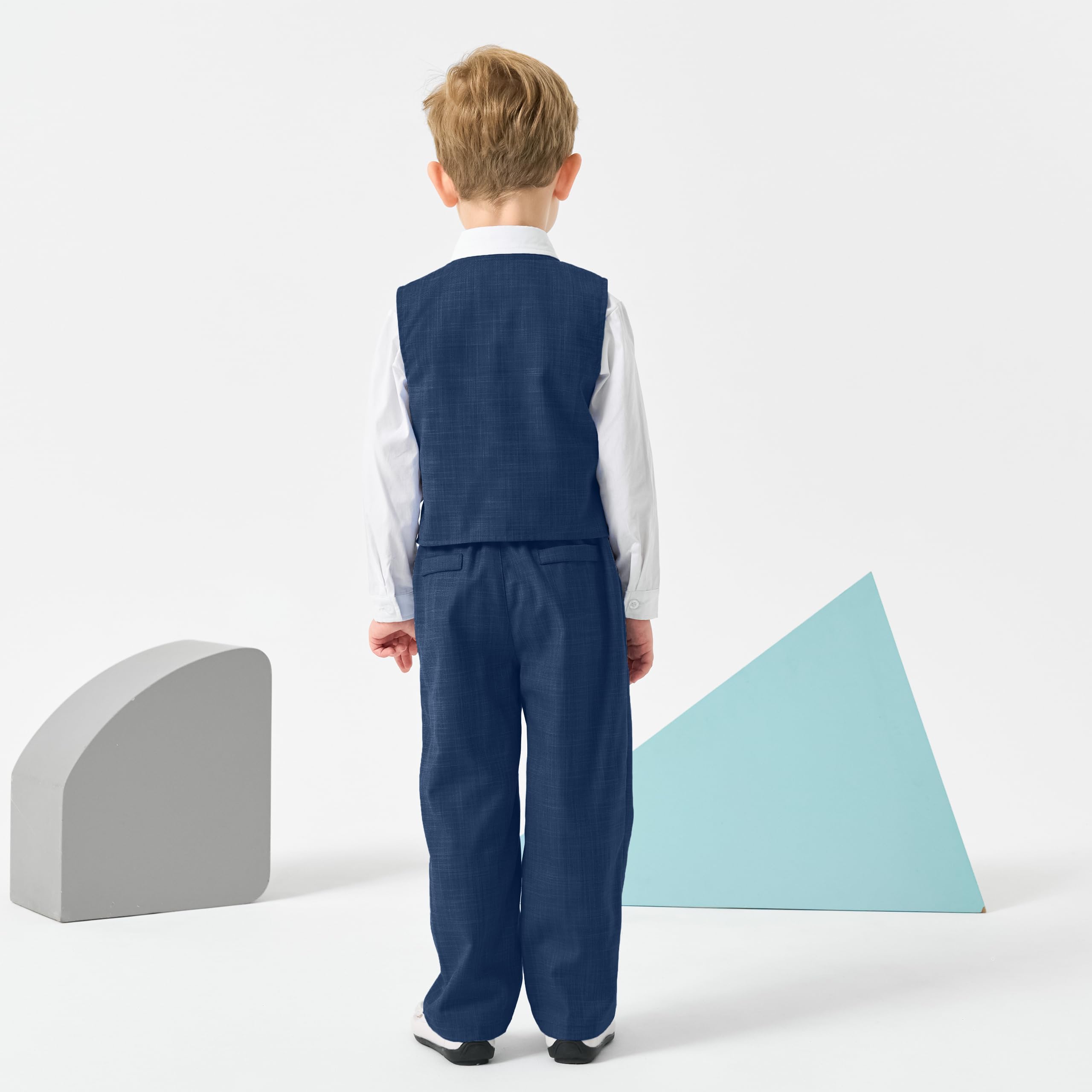 Volunboy Completo Elegante Bambino, Ragazzi Cerimonia Nozze Vestito 4 Pezzi Maniche Lunghe Camicie + Papillon + Gilet + Pantaloni