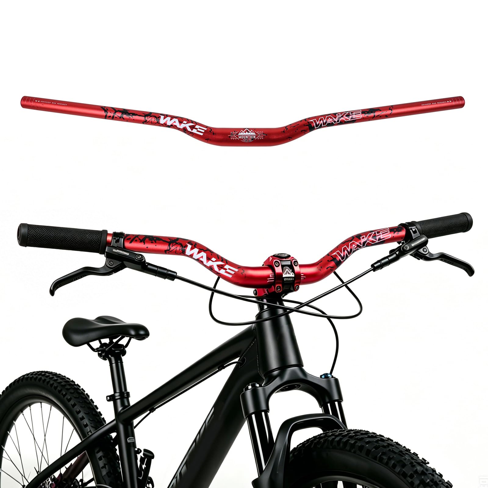WAKE Bike Handlebar 31.8 × 720/780 mm Extra Long Wide Riser Bar Aluminum Alloy Bicycle Handlebars Riser 30/55 mm Bike Bars for Cycling MTB Mountain Road Bike (720, 30 mm - Red)
