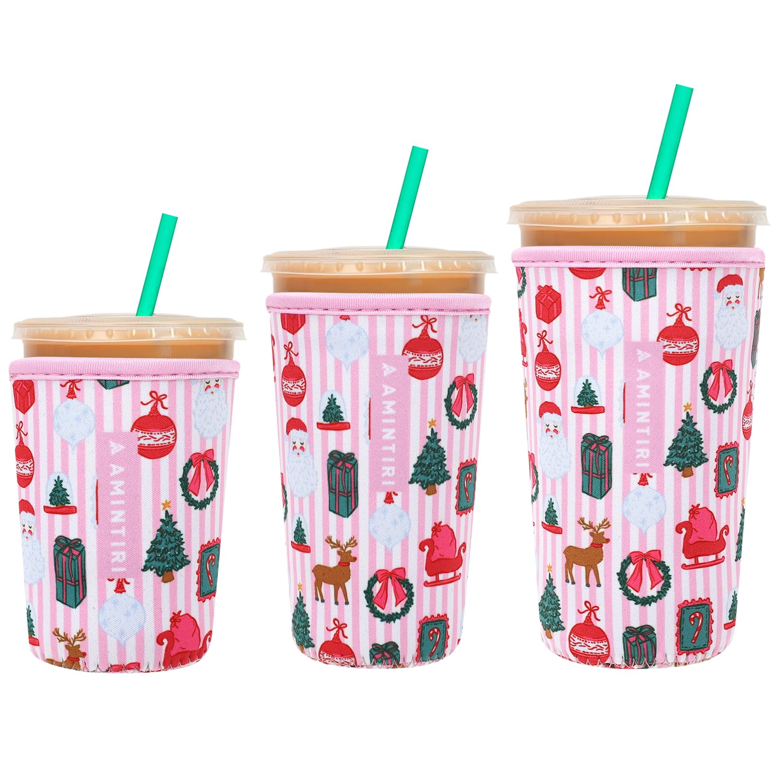 3 Pack Reusable Insulator Neoprene Sleeve for Iced Coffee &amp; Cold Soda