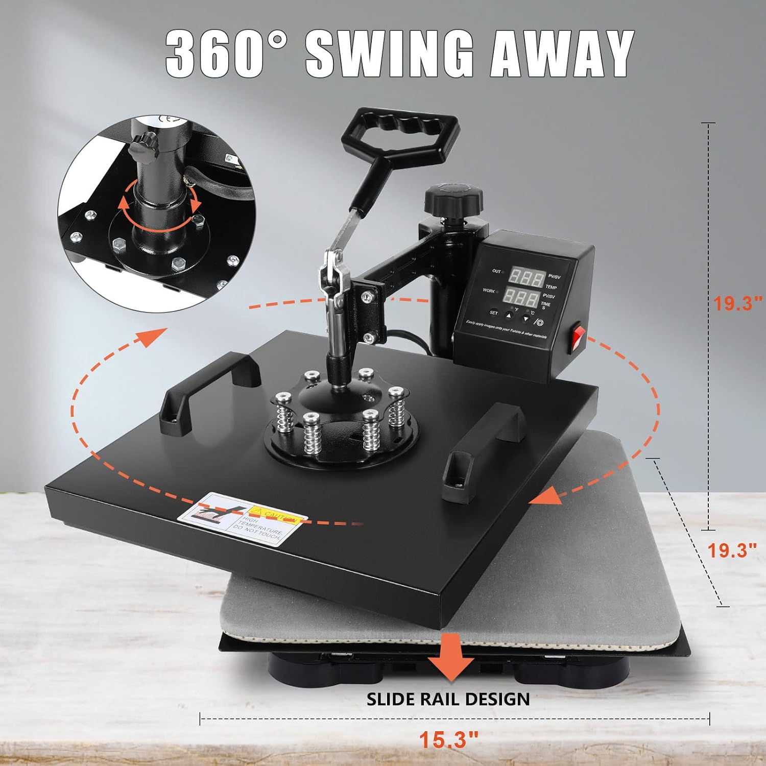 Dollate 15 X 15 Heat Press Machine 8 In 1 Combo Heating Sublimation Professional Heat Transfer for T-Shirt, Plate,and Mug, 161215-5297-1159425531, 161215-5297-1159425531
