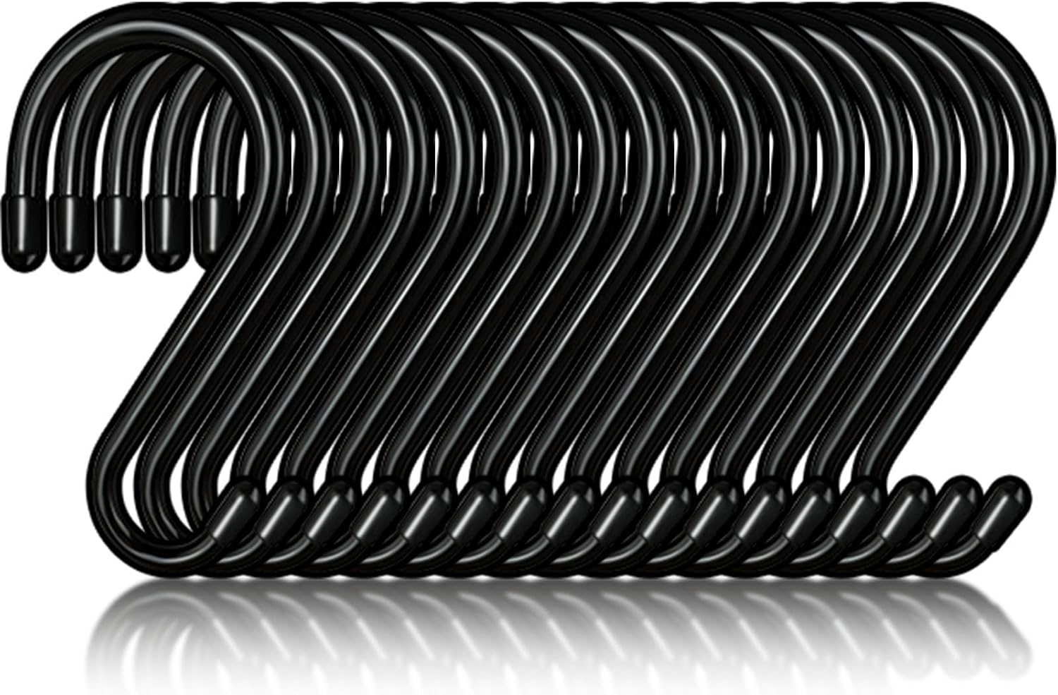 Dreecy 20 Pack 3 Inch S Hooks, Heavy Duty Steel S Hooks with Black Rubber Coating, Non-Slip, 20 Pounds Max Weight, Utility Hooks for Hanging Plants, Clothes, Pots, Pan, etc.