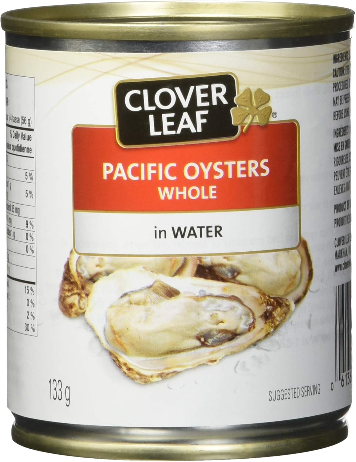 Clover Leaf Pacific Oysters In Water 133g, 24 Count Canned Oysters