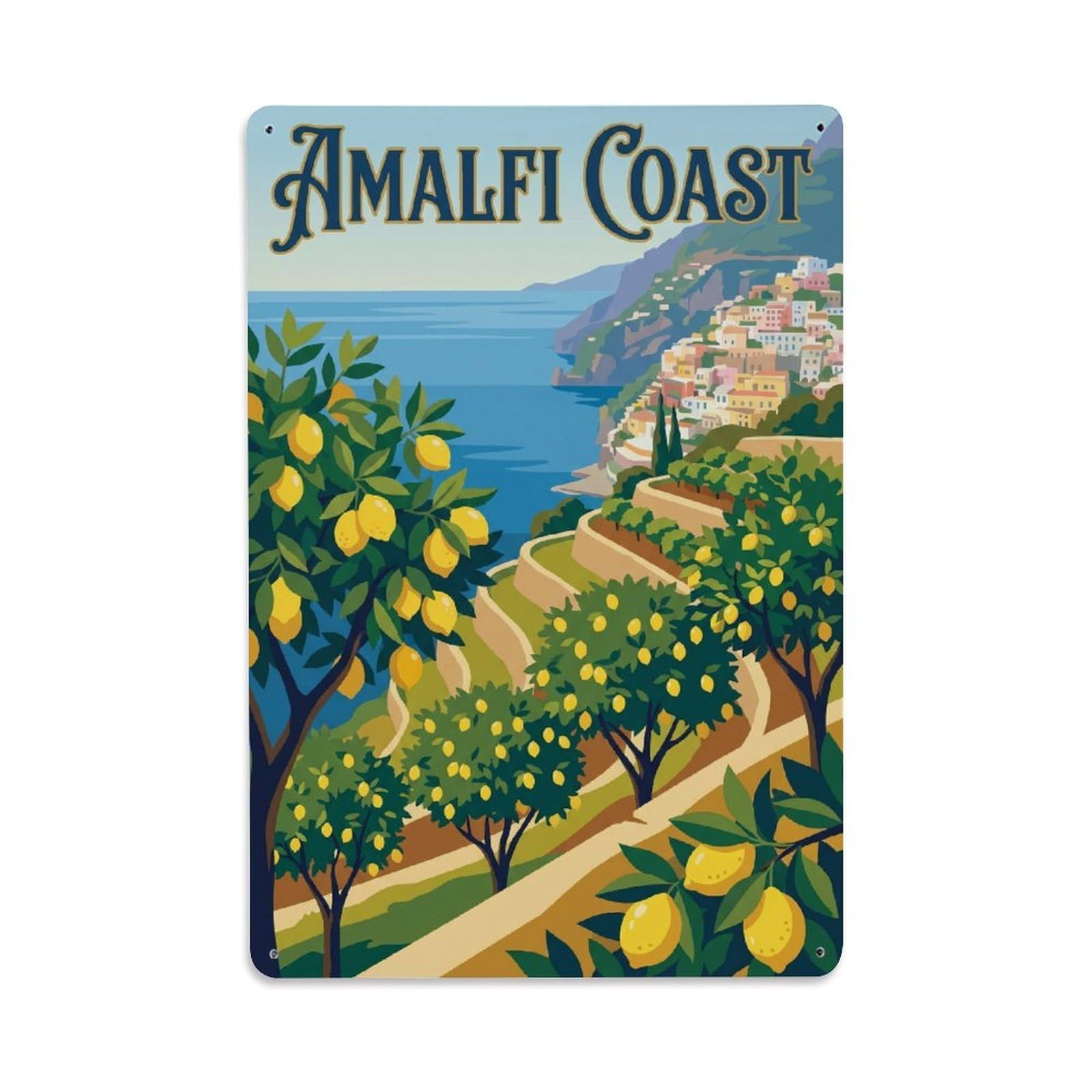 Vintage Travel Orchard Italy Citrus Metal Tin Sign