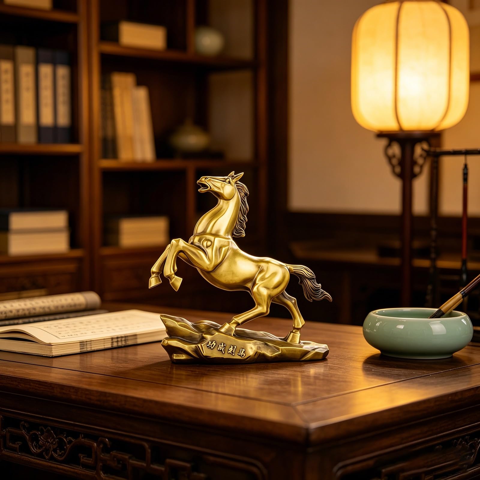 Chińskie figurki znaku zodiaku Feng Shui, figurki na biurko w kształcie konia, przyciągają bogactwo i szczęście, nadają się do domu, biura (XL)