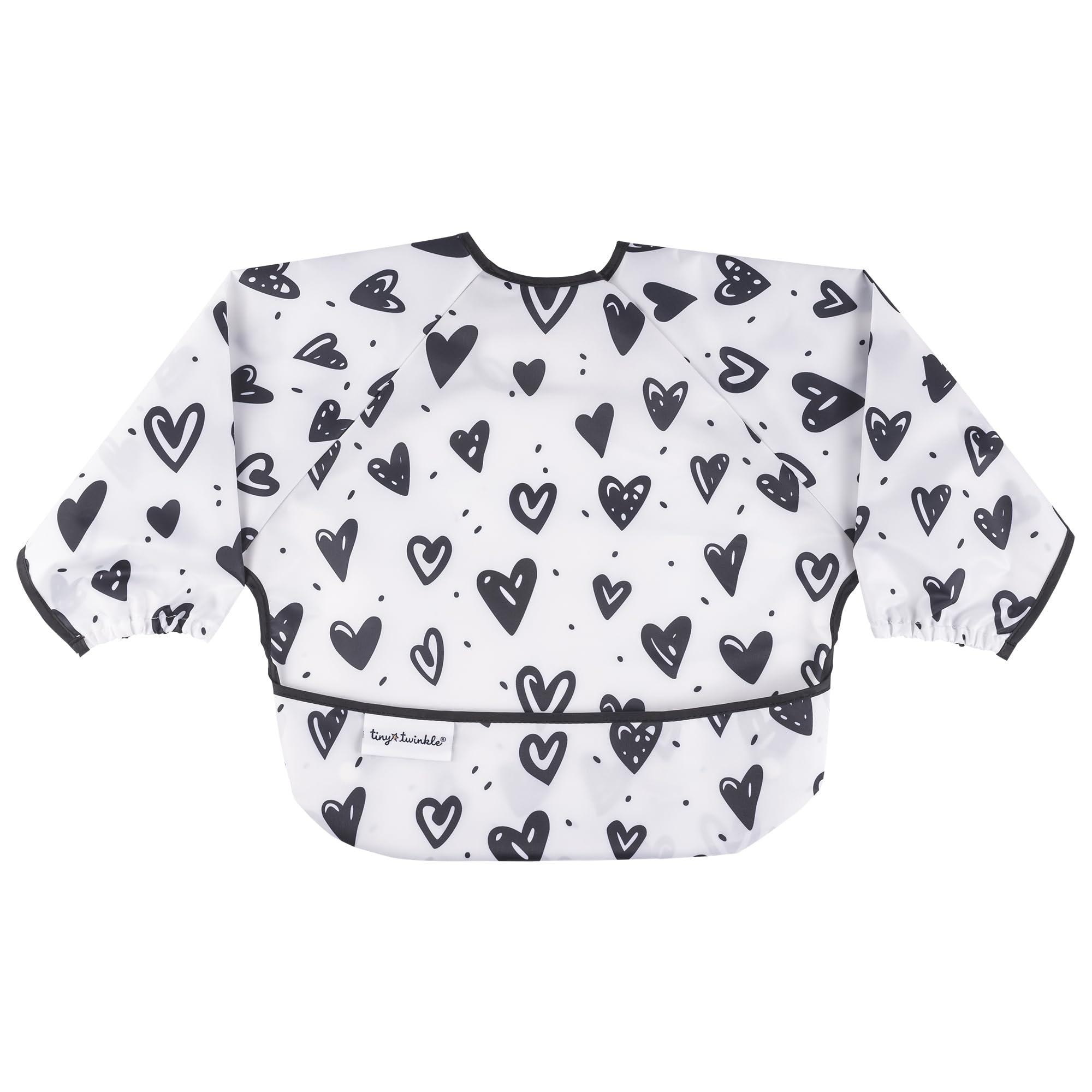 Tiny Twinkle Long Sleeve Bib for Babies & Toddlers | Waterproof Smock Bib for Eating | Machine Washable & Mess-Proof Feeding Essentials | Newborn Shower Gift (Hearts, 6–24M)