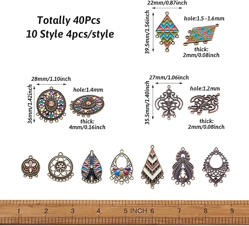Vista 20 de FASHEWELRY 16 piezas de aretes de turquesa de estilo tibetano, joyería occidental redonda plana, joyería occidental, colgantes de piedras preciosas