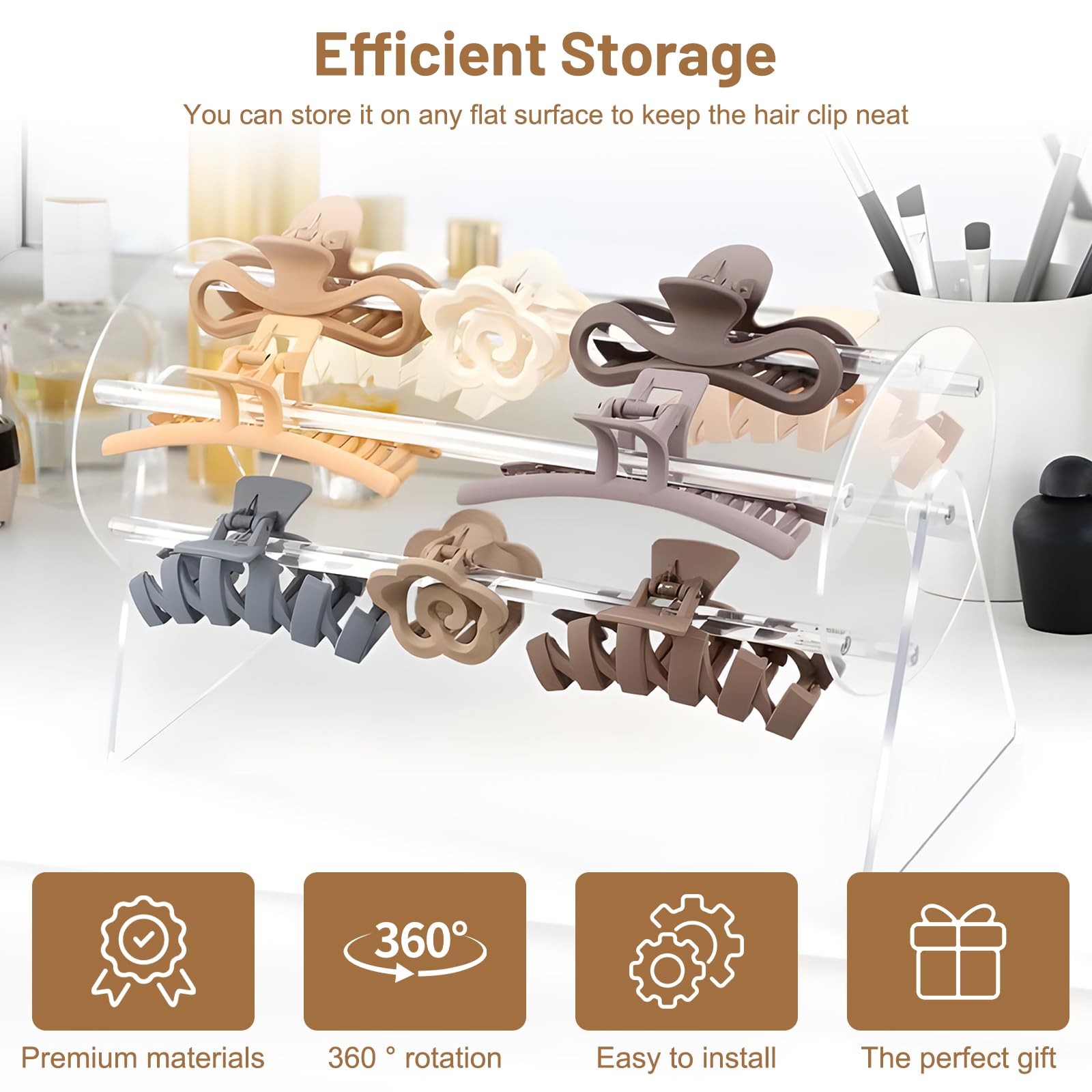 Organizer Girevole 360° per Accessori Capelli in Acrilico – porta cerchietti, porta cerchietti bambina, portacerchietti bambina, porta mollette capelli per bambine e donne