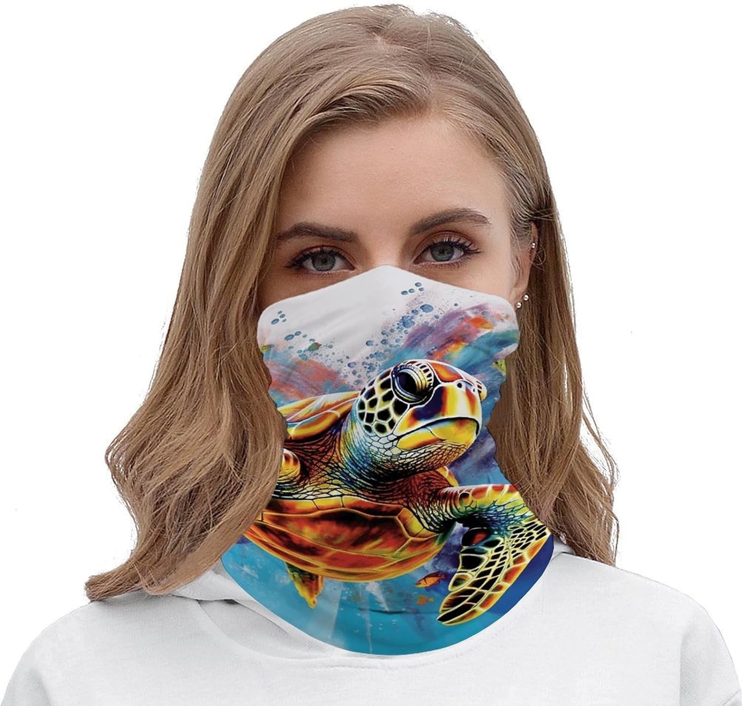 Colorful Sea Turtle_77697424 Neck Gaiter Face Cover Scarf Breathable Sun Balaclava for Skiing Fishing Hiking Cycling
