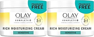 Olay Face Moisturizer,Complete+ Rich Moisturizing Cream-Fragrance-Free,Gentle for Dry&Sensitive Skin,3-in-1 Hydrating to Strengthen,Nourish,Renew-Niacinamide,Vitamin E,&Ceramides,8.5 oz,(Pack of 2)