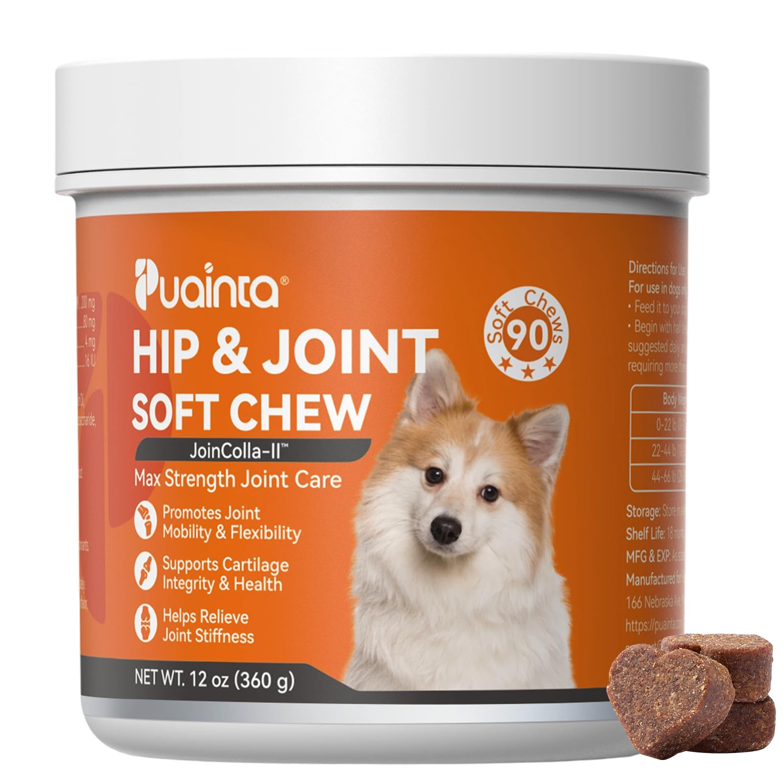 Hip & Joint Soft Chews for Dogs & Cats – Glucosamine, Chondroitin, Collagen & MSM for Joint Support, Mobility & Flexibility, Senior & Small/Medium Breeds, Chicken Flavor (90 Count)