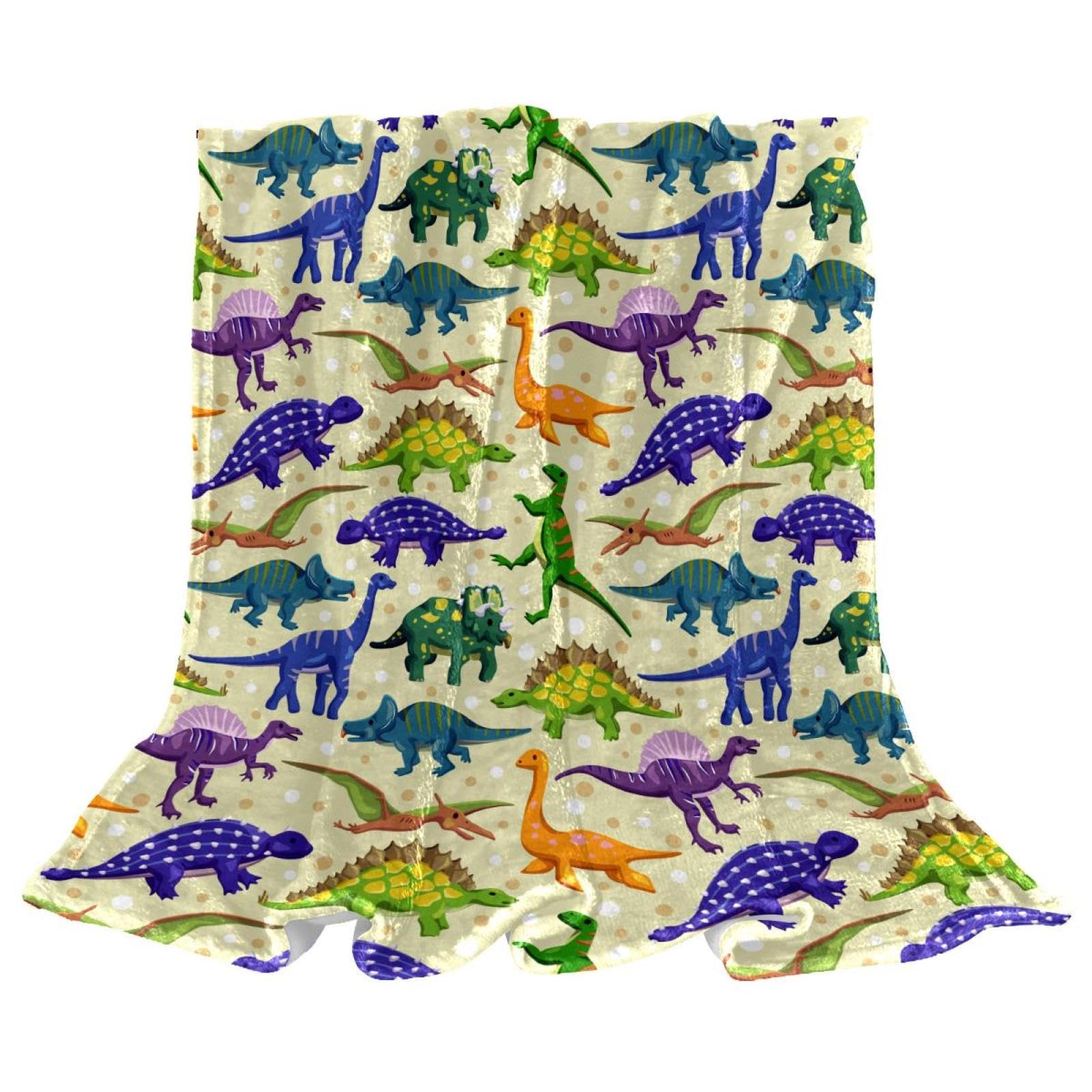 Couverture polaire jaune dinosaure 150x100cm plaid chaud doux lit canapé enfant